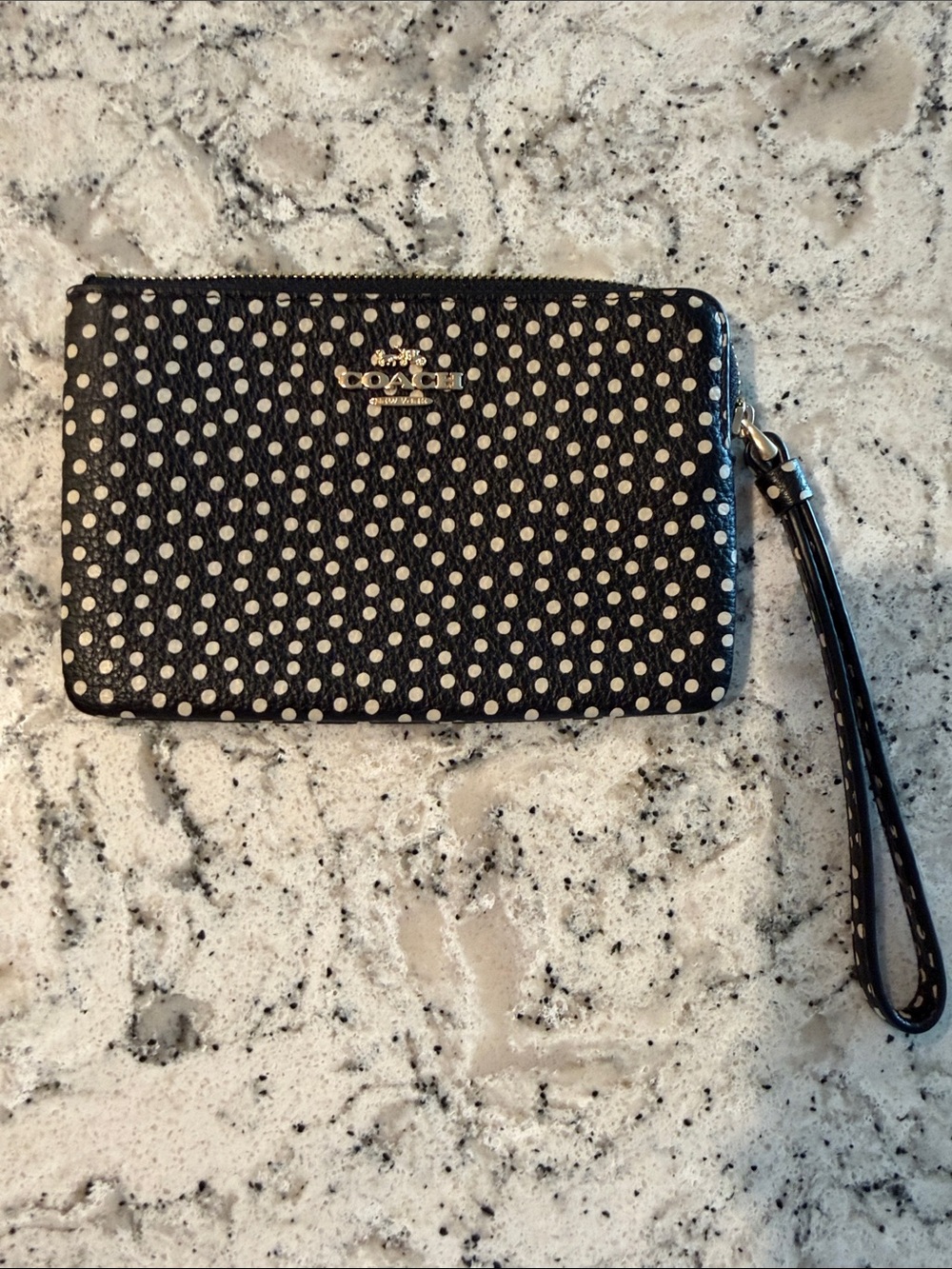 Coach Black and White Polka Dot Wristlet